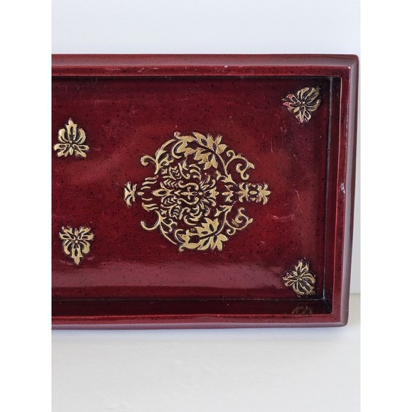 Croscill Home Imperial Bedding Coord Wood Dressing Tray Vanity Night Stand Red - Picture 13 of 16